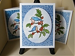 Magenta_Christmas_Holly_Birds_watercolor_glaze_pen_wax_resist_bkg_3cards_11_16_15.JPG